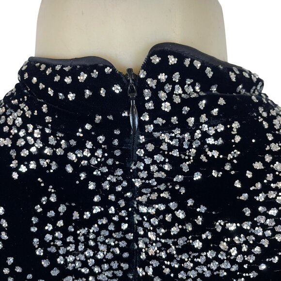 Vintage Nili Martin Womens Black Velvet & Taffeta Gown Dress With Sequins Sz 10 - Picture 7 of 8